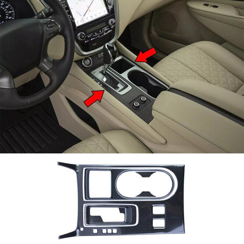 for Nissan Murano 2019-2021 Carbon Fiber Steel Central Console Gear Shift Trim
