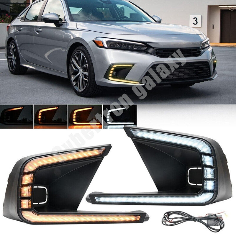 Applicable to 2022 and 2023 for Honda for Civic LED DRL daytime running lights, fog lights, and turn signals.
