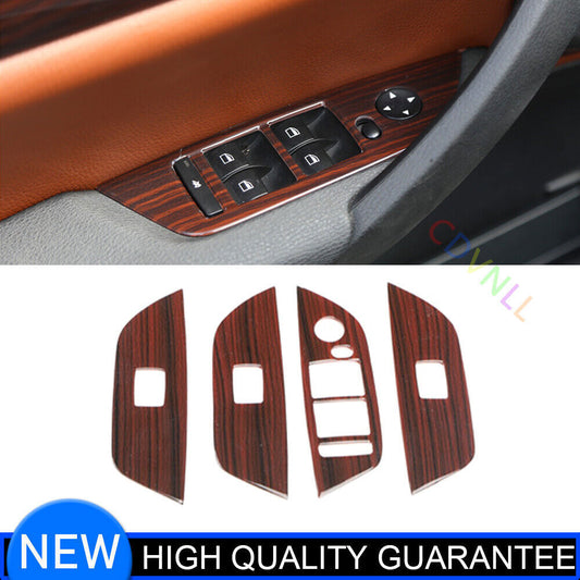 Fit for BMW X1 2013-2015 Wood Grain Inner Door Window Lift Switch Cover Trim 4P