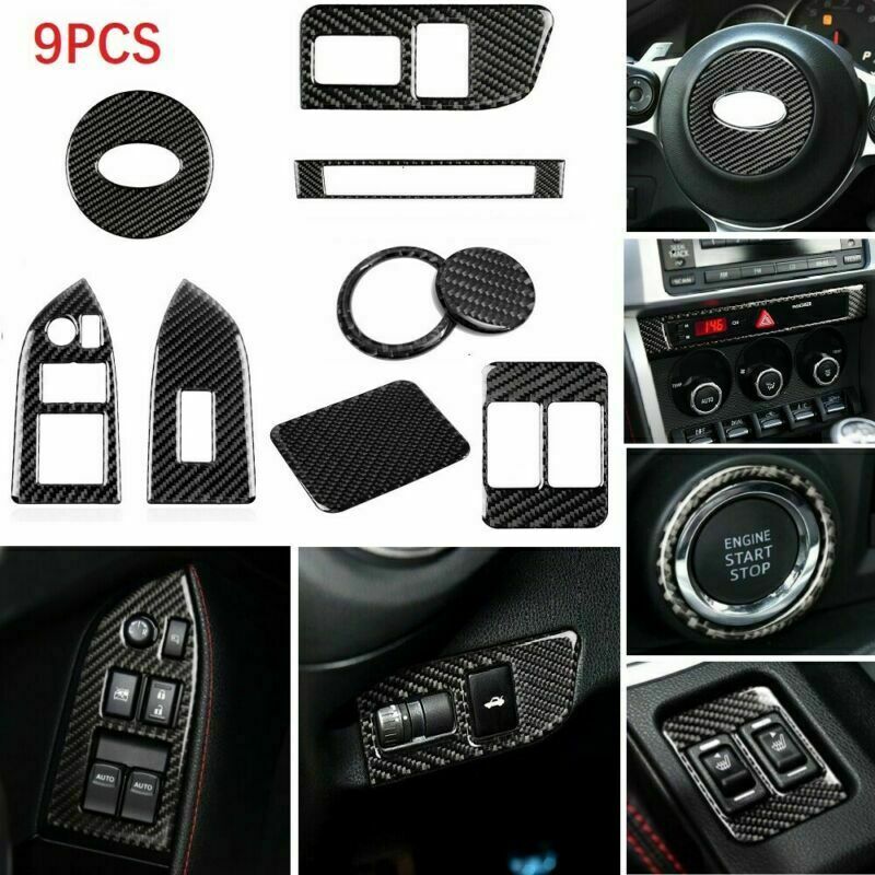 9PCS Carbon Fiber Interior Trim Cover Fit for Toyota 86 2013-2017