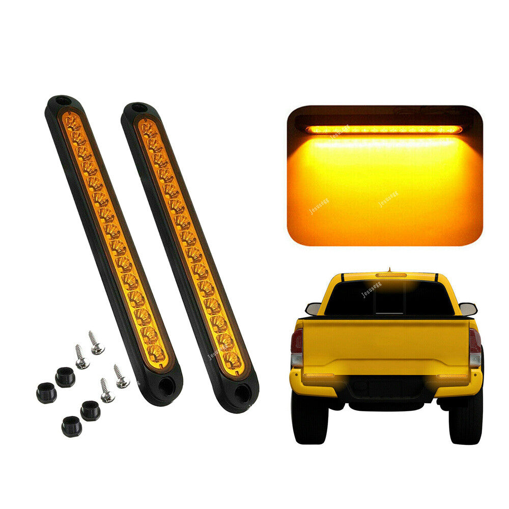 2x15LED 10V-30V Light Bar Stop Turn Tail Reverse Backup Truck Trailer Yellow
