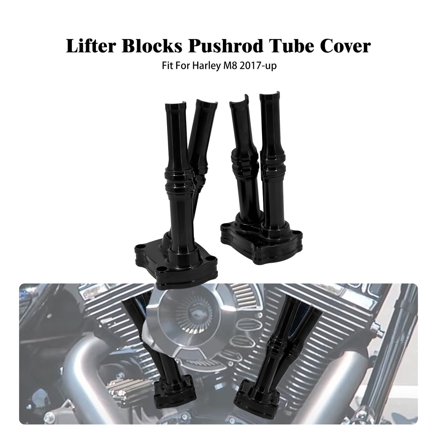 Black Lifter Block Pushrod Tube Cover for Harley Touring Road Electra Glide 17+