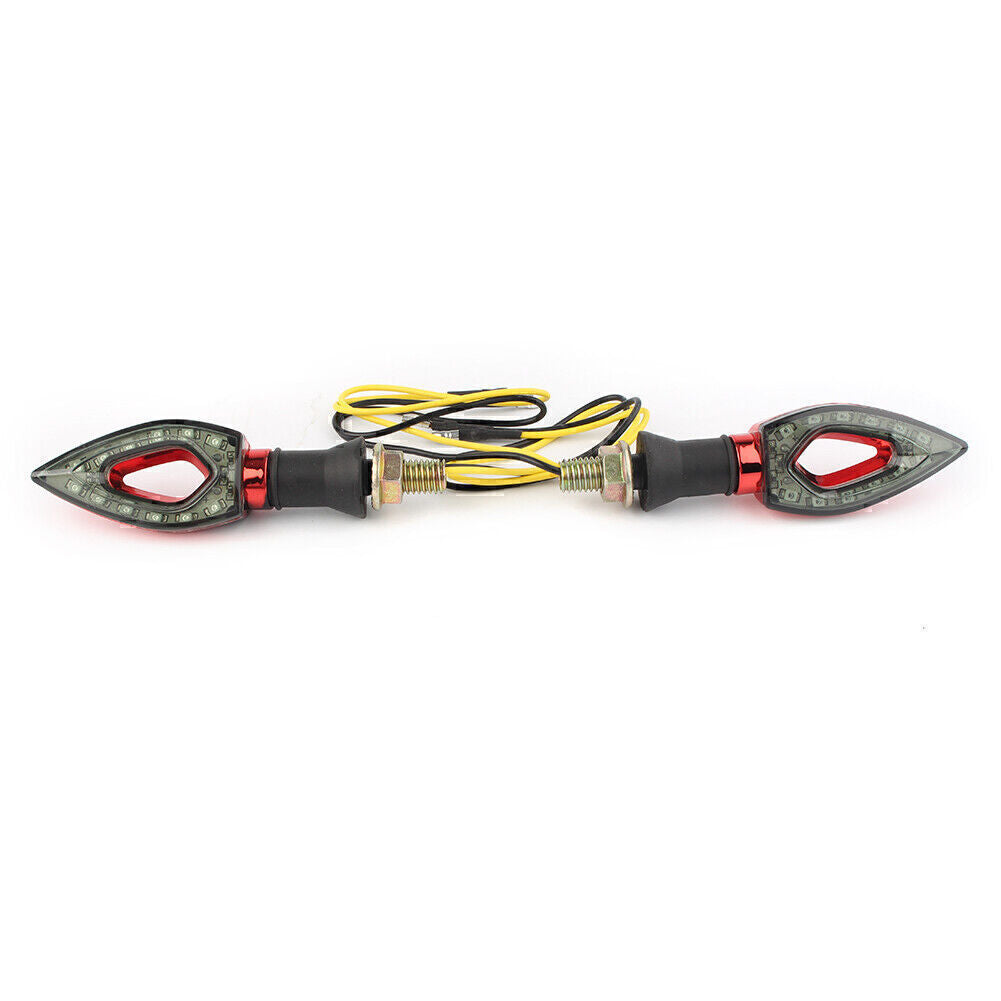 2x Motorcycle LED Turn Signal Lights Indicator Blinker Bolt-on Amber Light Red