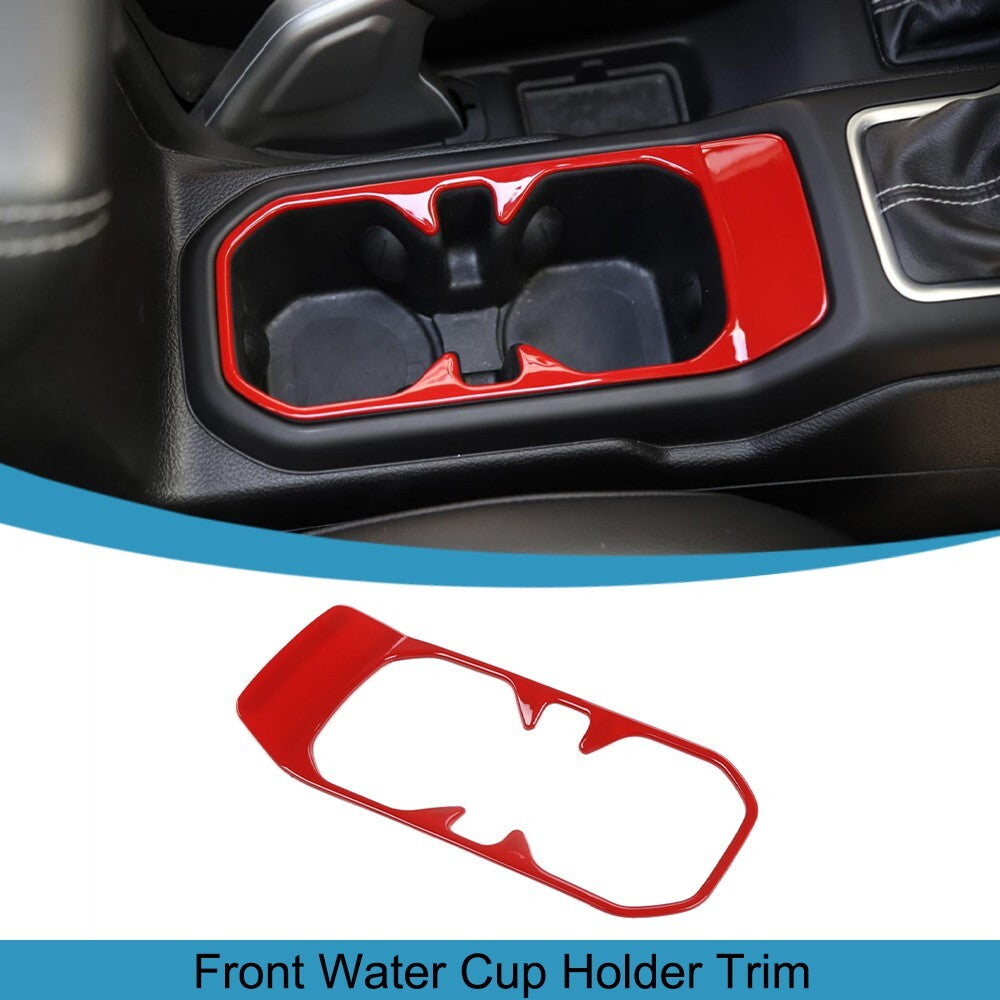 Red ABS Front Water Cup Holder Cover Trim Decor for Jeep for Wrangler JL 2018-2023