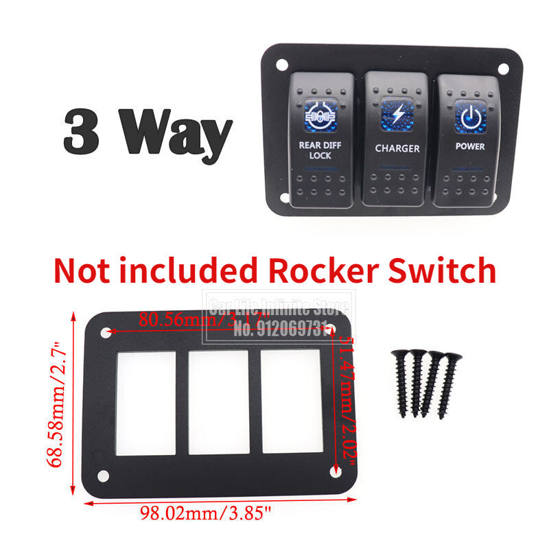Aluminum 5pcs 3 Gang Rocker Switch Frame Dash Mount Bracket Holder Housing Panel
