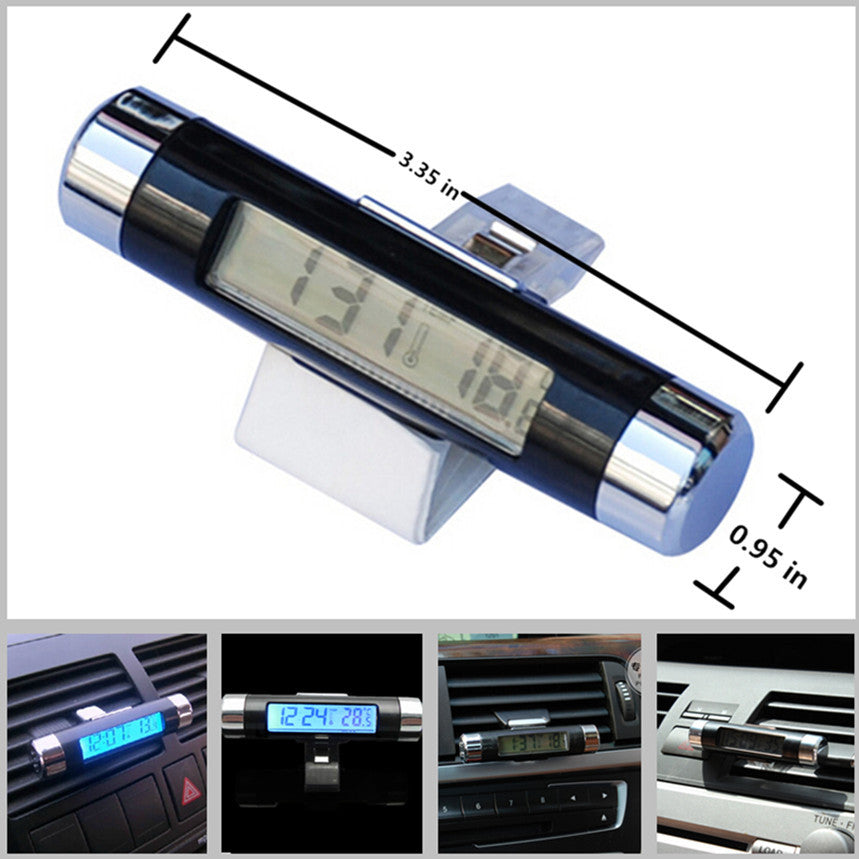 Car Air Vent Clip-on Digital LED Backlight Thermometer Celsius Clock Backlight