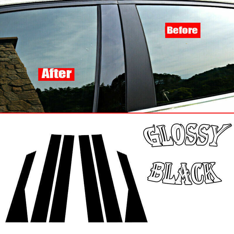 for VW for Jetta 19-2021 Piano Black Pillar Posts Door Window Molding Strip Trims 6P