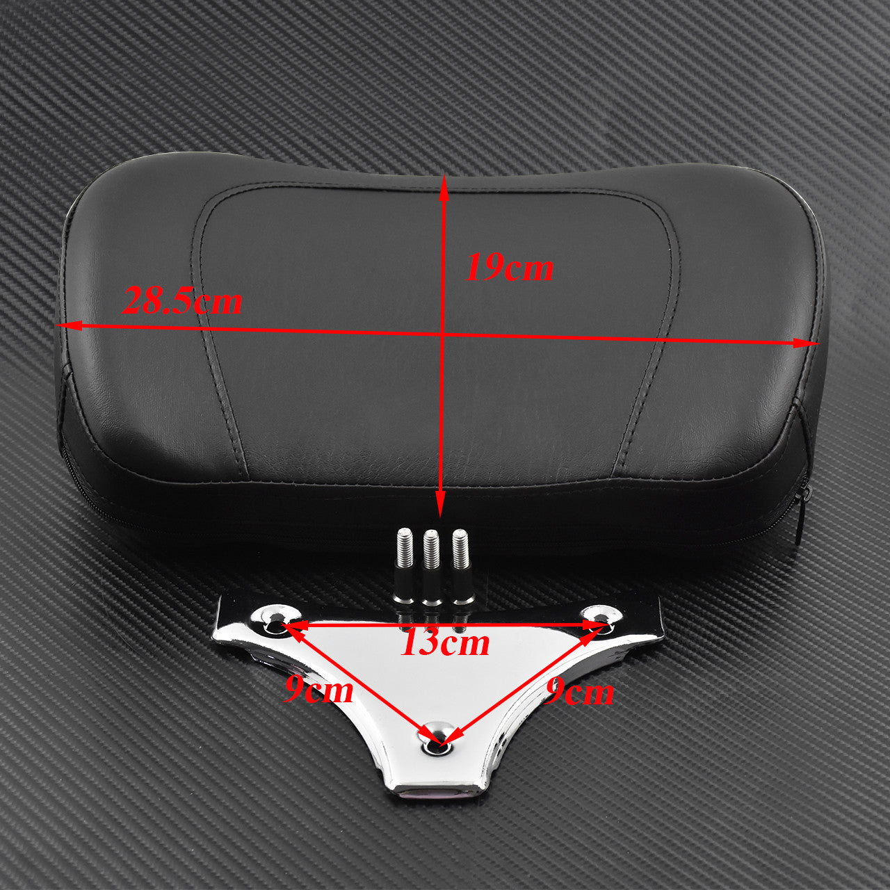 Sissy Bar Backrest Pad w/ Chrome Bracket Fit for Harley Touring FLHR FLHX 09-18