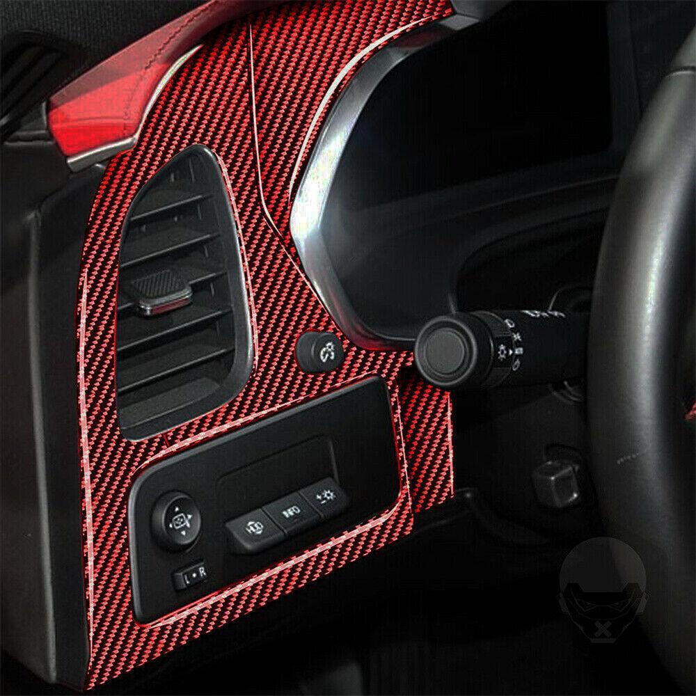 for Chevrolet for Corvette C7 2014-19 Red Carbon Fiber Air Vent Outlet Panel Cover4