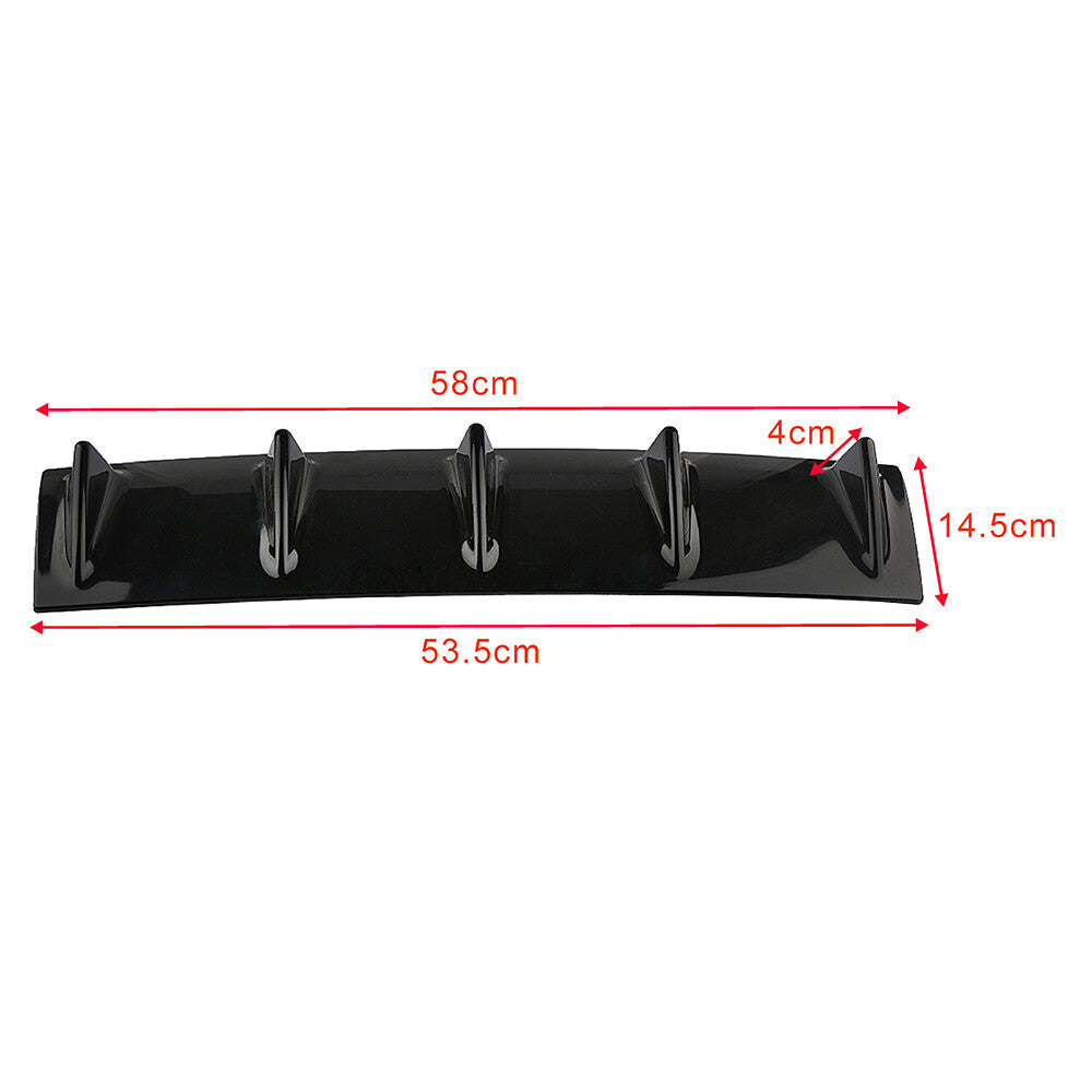 Rear Body Bumper Diffuser Shark 5 Fin Kit PU Spoiler Gloss Black Lower Universal