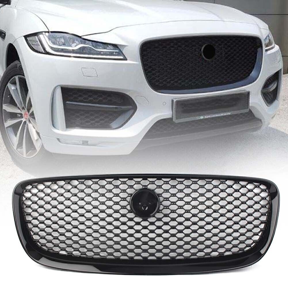 Front Upper Vent Grille Gloss Black Mesh Radiator Fit for Jaguar F-PACE 2016-2020 19