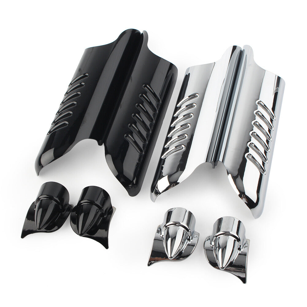 2pcs Fork Lower Leg Deflectors Shield Cover Chrome for Harley Touring FLHT 00-13