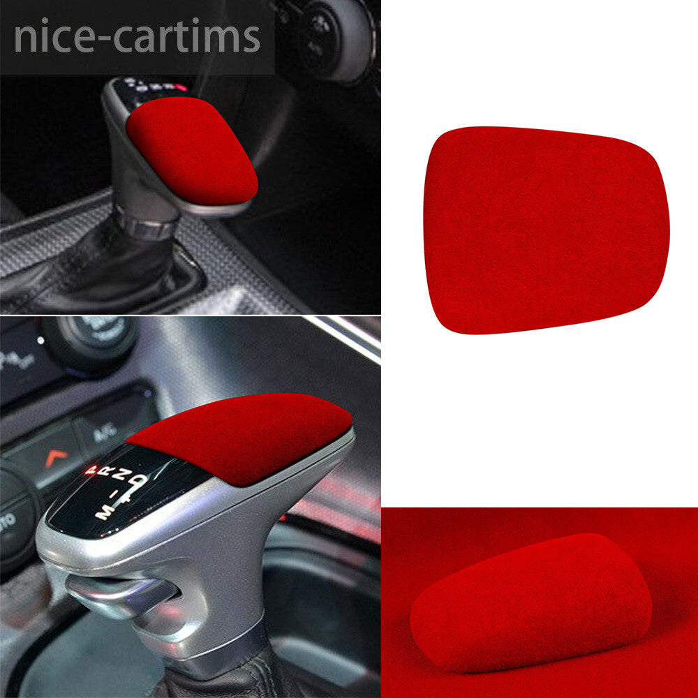 Suede Wine Red Car Gear Shift Knob Cover for Dodge for Challenger / Charger 2015-23