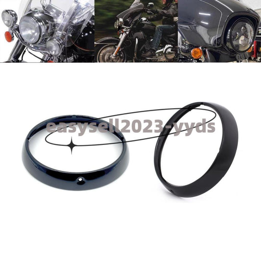 7 Headlight Trim Ring Cover Black for Harley Touring Road King Electra Glide