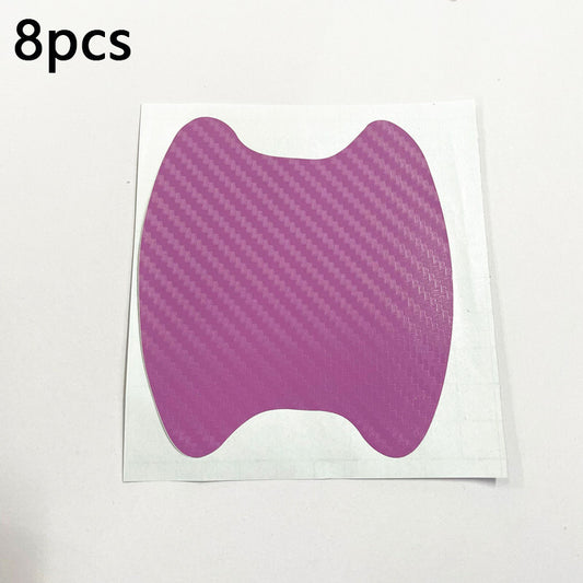 8Pcs Carbon Fiber Car Door Handle Anti-Scratch Protector Film Sticker Light Pink