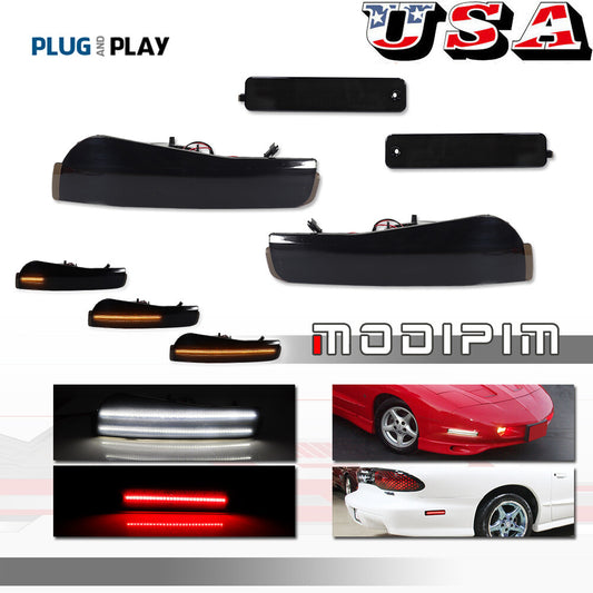 Smoke front bumper turn signal + rear side marker light applicable to 93-97 for Pontiac Firebird
