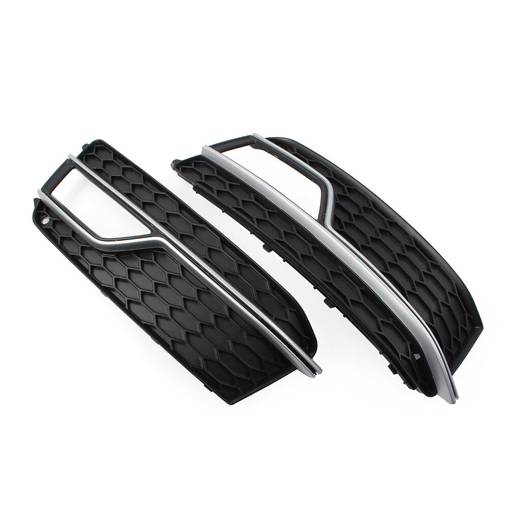 Pair Front Bumper Black Fog Light Grille Cover for Audi A5 S5 2013-2017