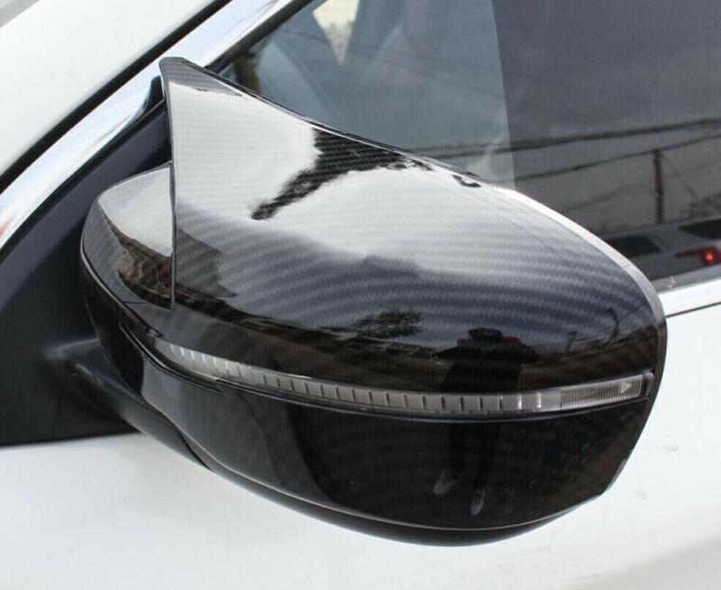 for Nissan Rogue Sport 17-22 Carbon Fiber Ox Horn Rearview Mirror Cover Trims 2P