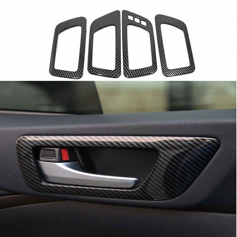 Inner Door Handle Frame Trim Carbon Fiber Style for Toyota Highlander 2014-19 4P