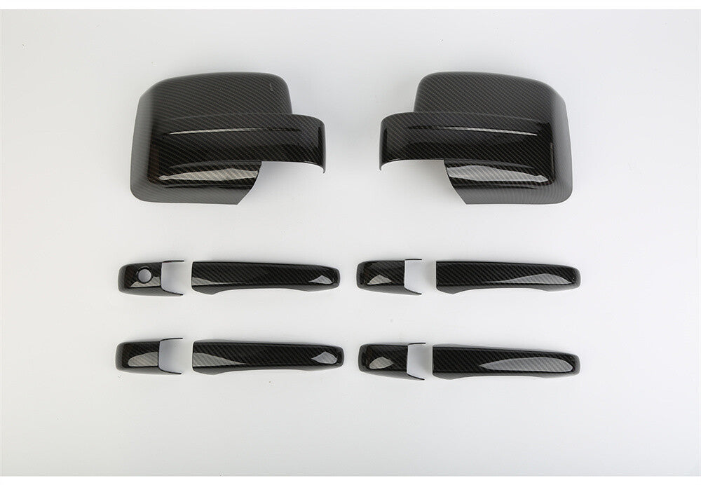 Carbon Fiber ABS Side Rearview Mirror Door Handle Trim for Jeep Patriot 2011-16