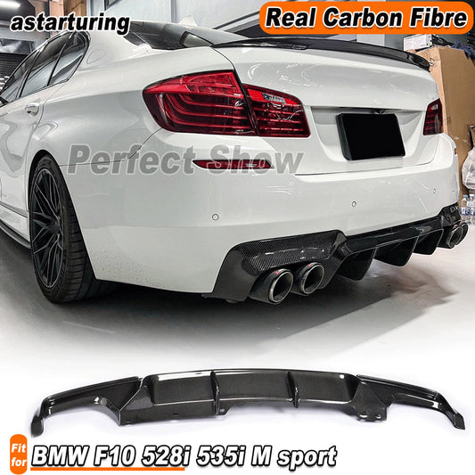 for BMW F10 528i 530i 535i 12-2016 REAL Carbon Rear Bumper Diffuser Lip Spoiler