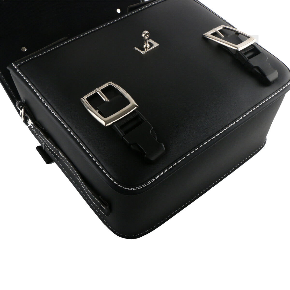 Universal PU saddlebag/luggage bag/motorcycle saddlebag with bottle holder, black.