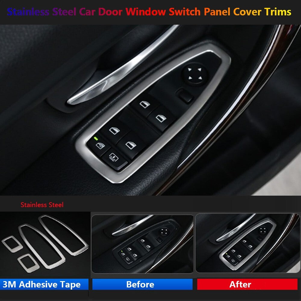 4 x Stainless for BMW 1 Series F20 Car Inner Door Window Switch Panel Cover Trim