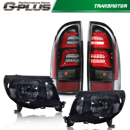 Suitable for 2005-2011 for Toyota Tacoma black headlights and 3D LED tubular taillights.
