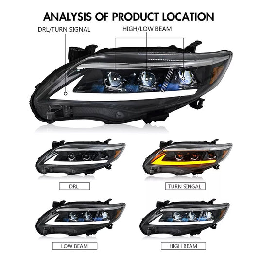 2011-2013 for Toyota for Corolla headlight assembly LED headlights with LED LH+RHeg