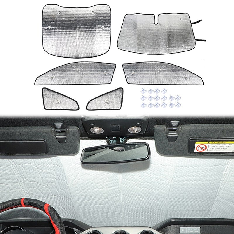 6Pcs Window Sunshade Visors Cover Anti UV Protector for Ford for Mustang 15-23