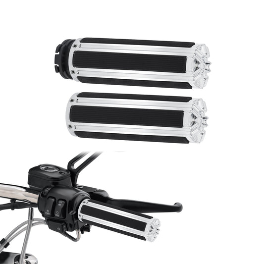 1 Chrome Motorcycle Hand Grips Fits For Dyna 96-17 Softail 95-15 Touring 96-07