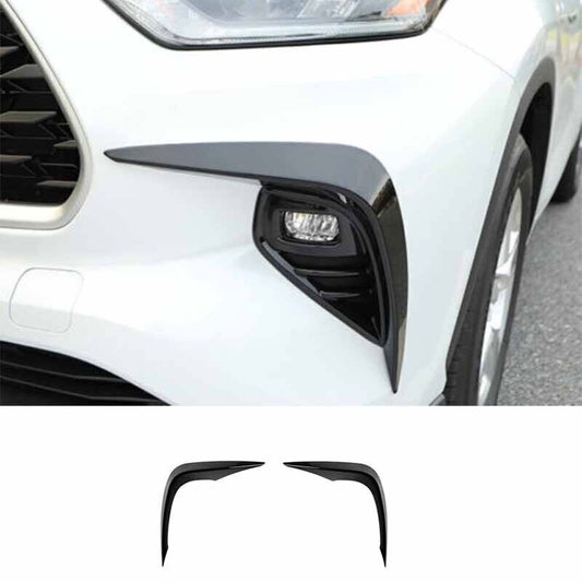for Toyota Highlander 2020-24 Front Bumper Fog Light Lamp Strip Trim Gloss Black