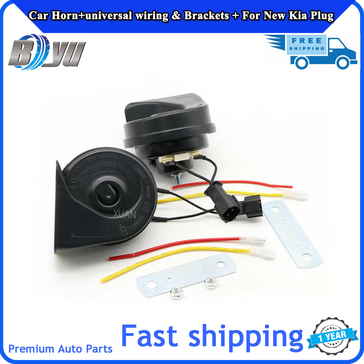 Suitable for Kia waterproof and dustproof loud car horns, 12V 110dB, Teflon coating technology.