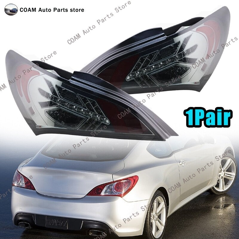 A pair of black LED taillights and brake lights for the for Hyundai 2010-12 for Genesis Coupe 2Dr.