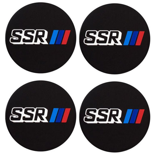4-piece set of 68mm Enkei black wheel center hubcap badge decals