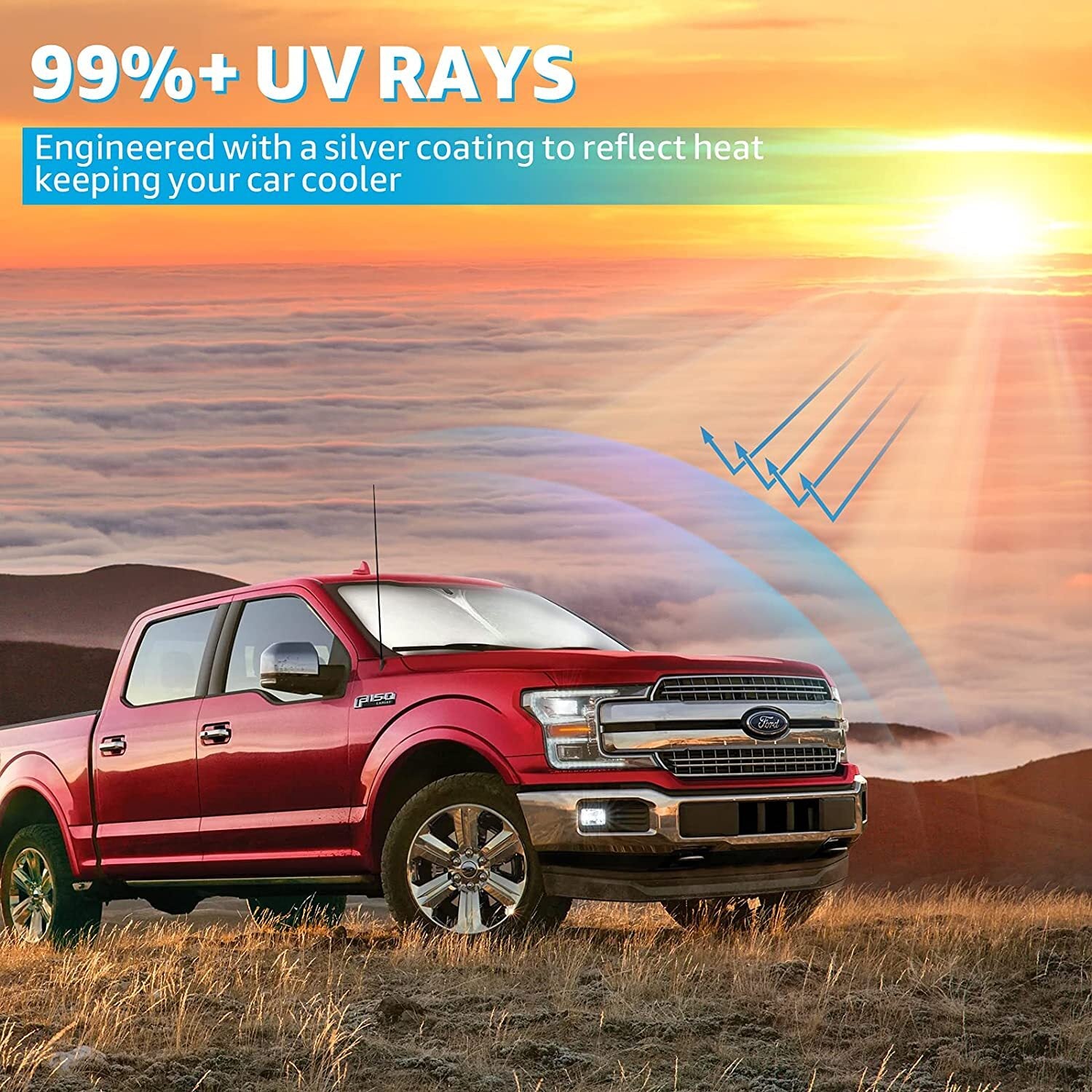 Custom Fit 2017-2024 for Ford Super Duty F250 Windshield Sun Shade Foldable Cover