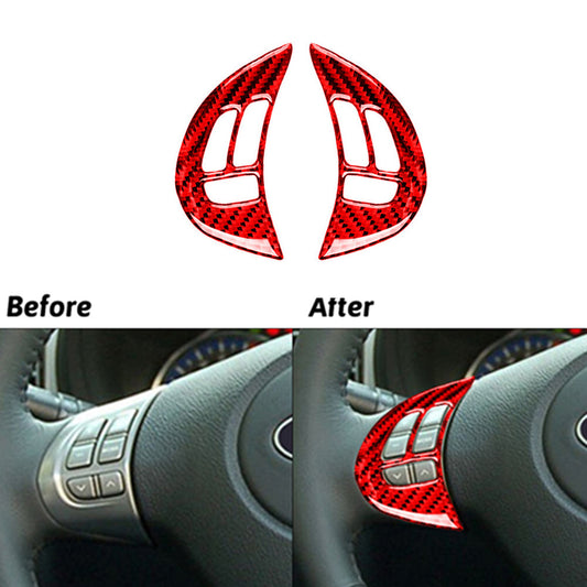 Red Carbon Fiber Steering Wheel Button Trim for Subaru Forester 2009-2013 TypeA