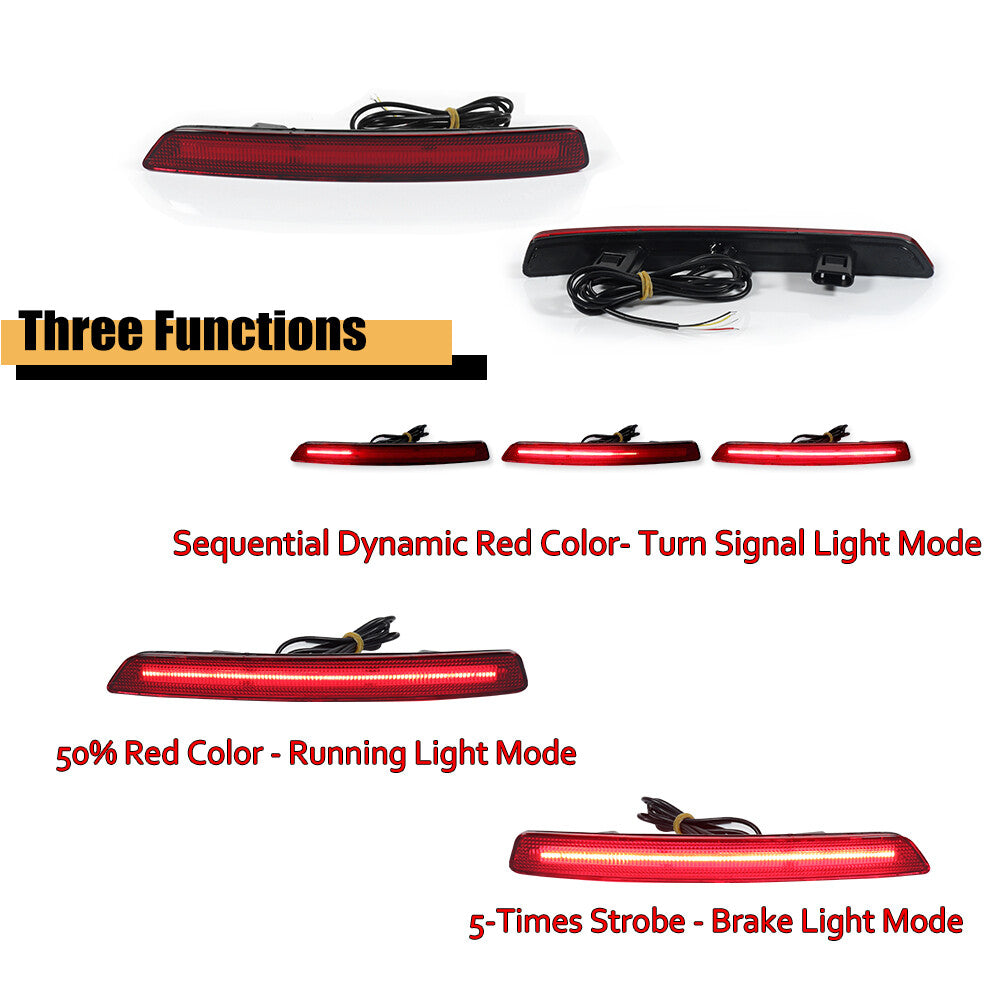 2-Pack Fit for Acura TL 2012-2014 Red LED Rear Bumper Reflectors and Rear Brake Stop Lights