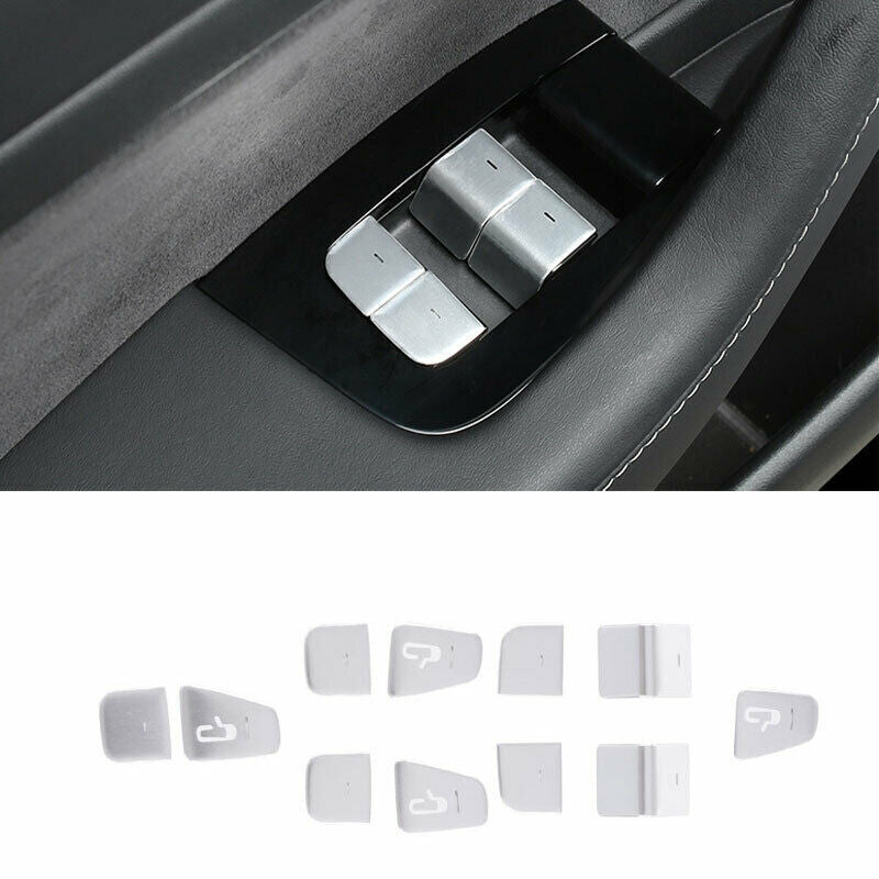 for Tesla Model 3 2017-2023 Silver Alu. Window Lift Panel Switch Button Sticker