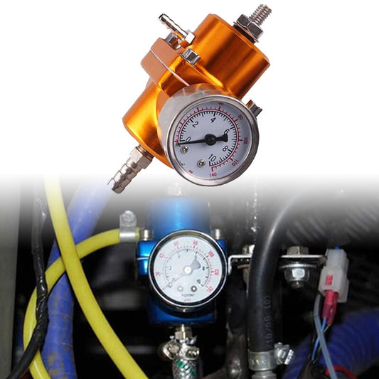 0-140 PSI Adjustable Universal Fuel Pressure Regulator W/Gauge Fuel Hose