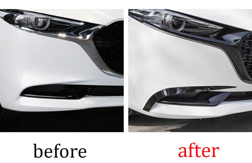 2for Mazda 3 Axela 2020-2023 ABS Gloss Black Front Grille Grill Mesh Strip Trim