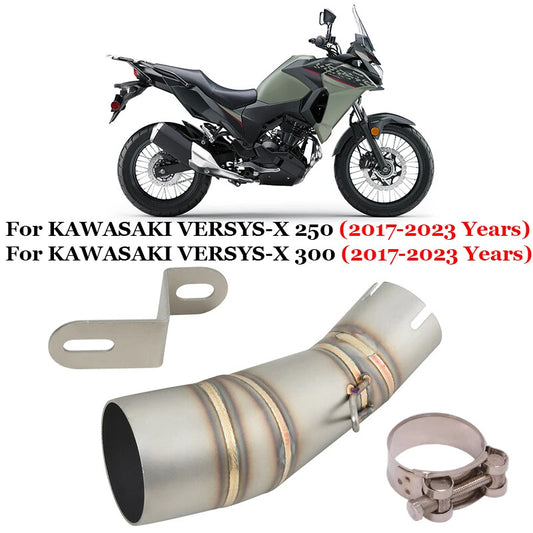 Exhaust Mid-Pipe Muffler 51mm for KAWASAKI -X 250/300 2017-23 Slip-On Titanium
