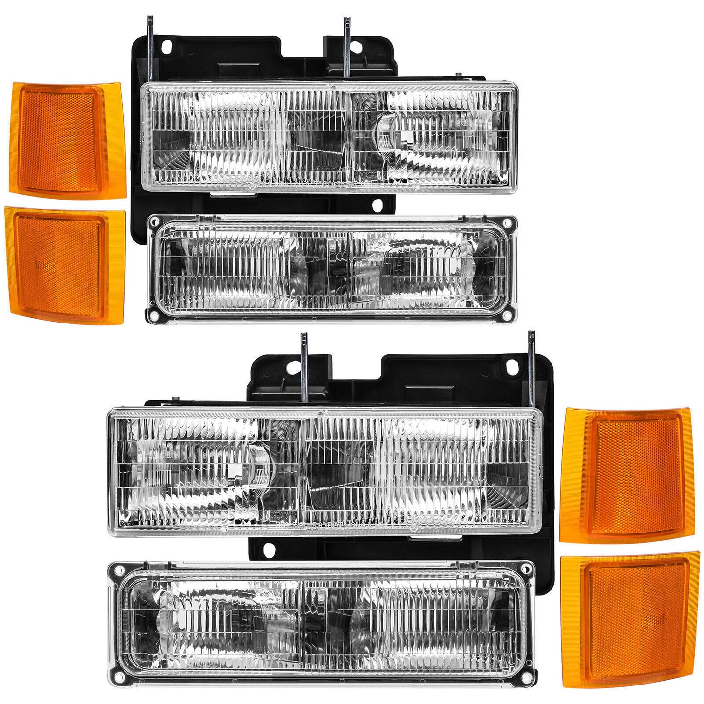 Headlights For 1994-1998 for Chevy Silverado C10 C/K 1500 2500 3500 w/ Bumper SY