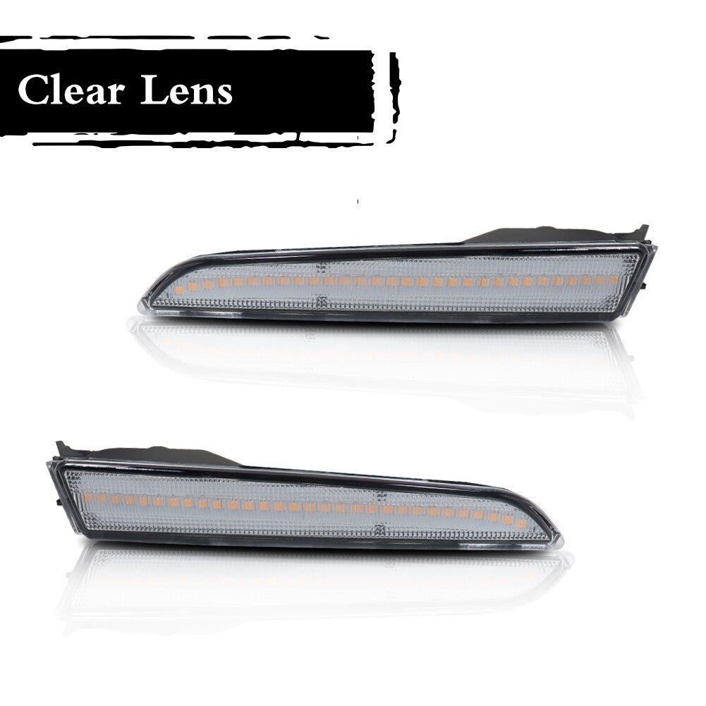 Two clear-lens amber LED front bumper side marker lights for 2010-2012 for Ford Fusion models.