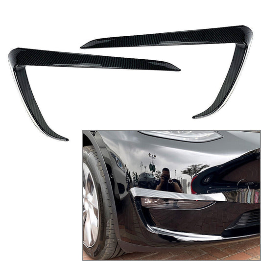 Carbon Fiber Front Fog Light Lamp Eyebrow Cover Trim Fit for Tesla for Model Y 2020-2023