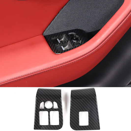 Matte black ABS door mechanical switch button decorative sticker for Corvette C8 20-23