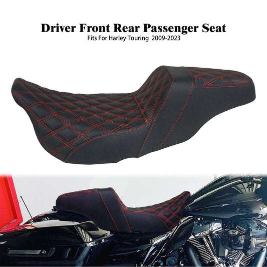 Driver Passenger for Seat Red Stitching for Harley Touring Road Street Glide 09-2023