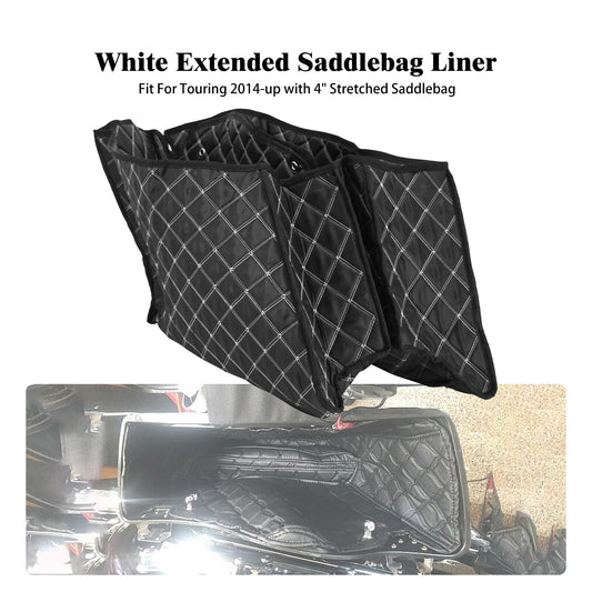 4 Extended Saddlebag Insert Stretched Bag w/ White Line Fits for Harley Touring