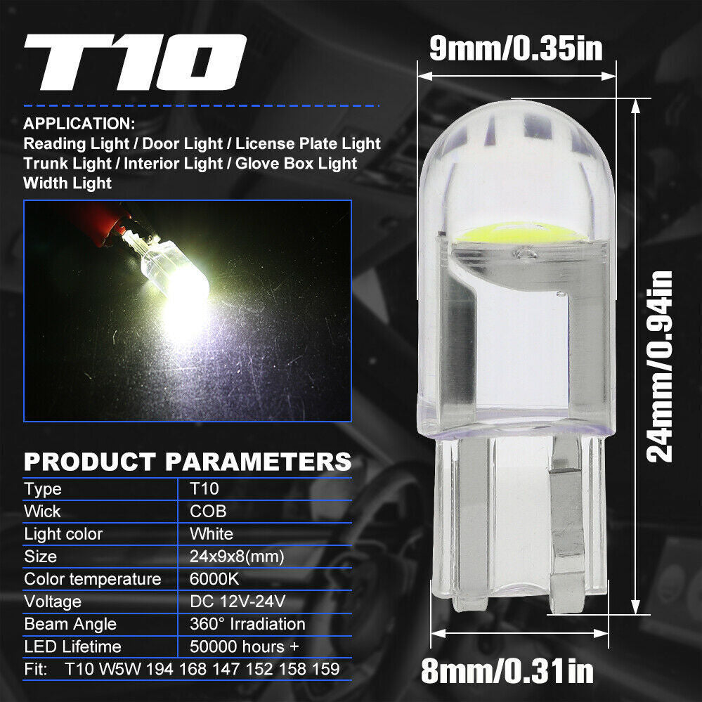194 LED Bulb T10 led bulb T10 Wedge COB LED Bulbs for Car License Plate Lights