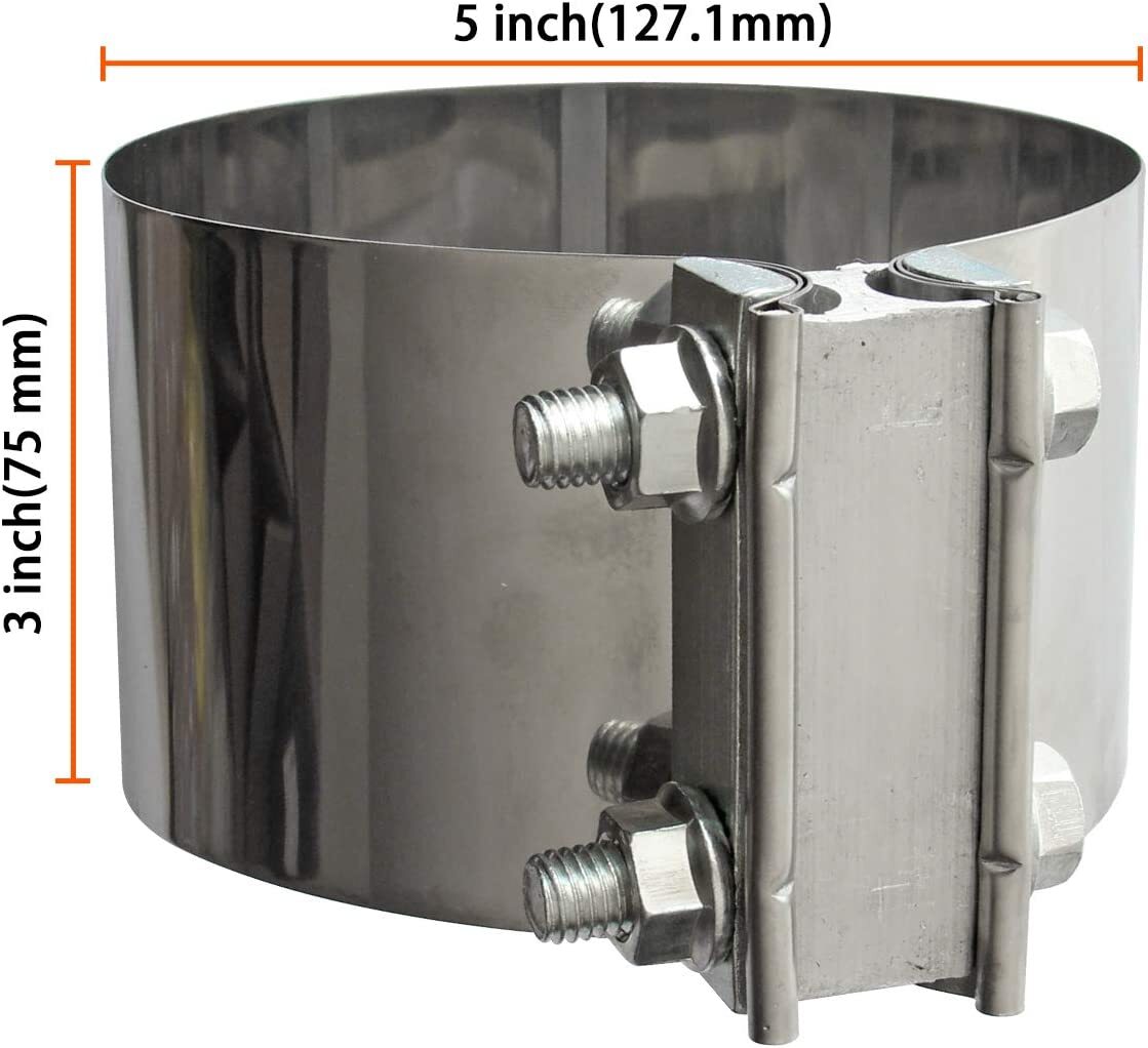 2-Piece Exhaust Clip 5-inch Butt Connector Exhaust Pipe Muffler Clip with Connection